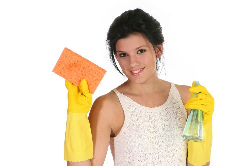 Trained cleaner carrying out a safe deep cleaning task in Roehampton